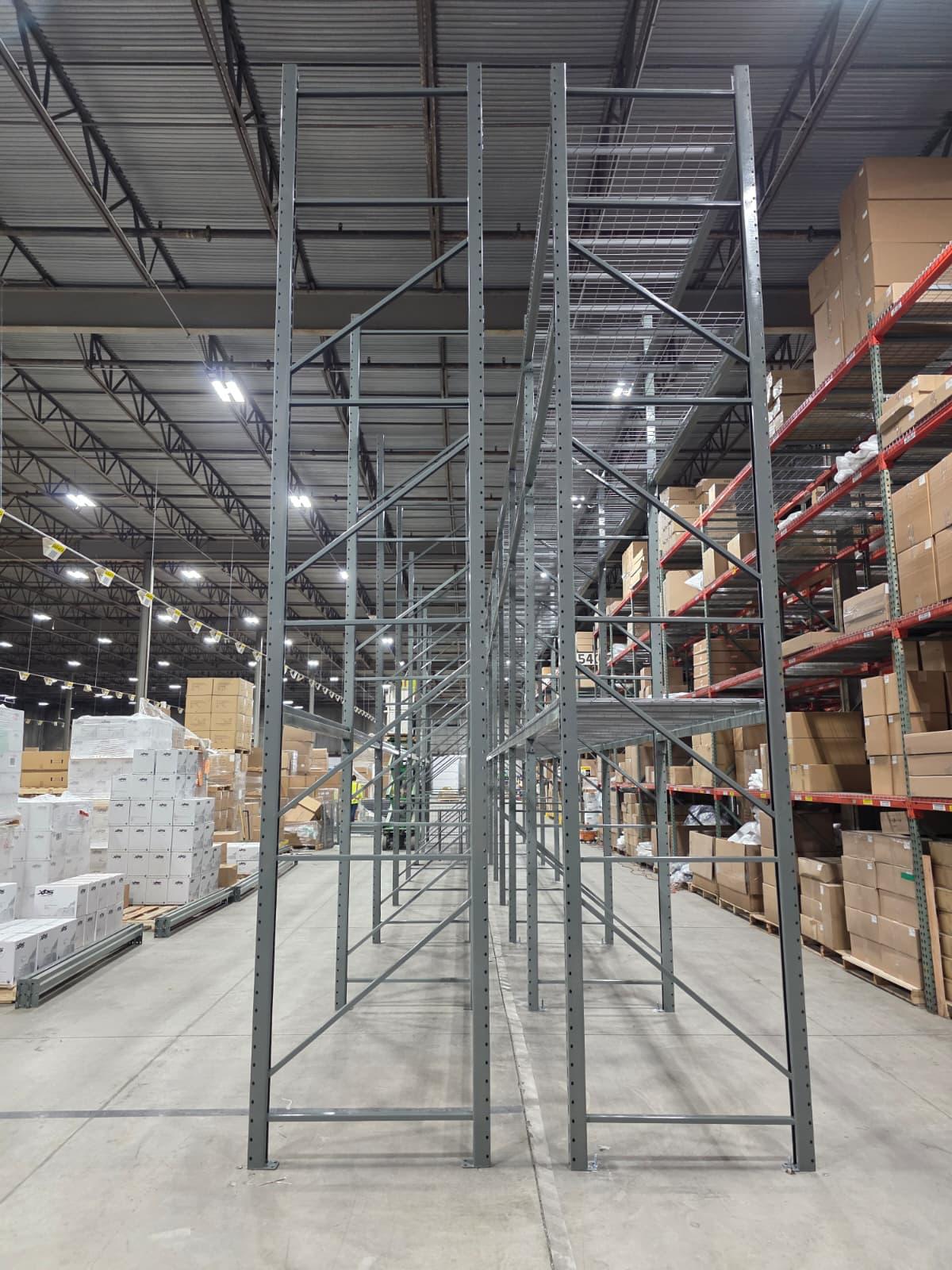 Freshly erected selective racking ready for wire decking and load.